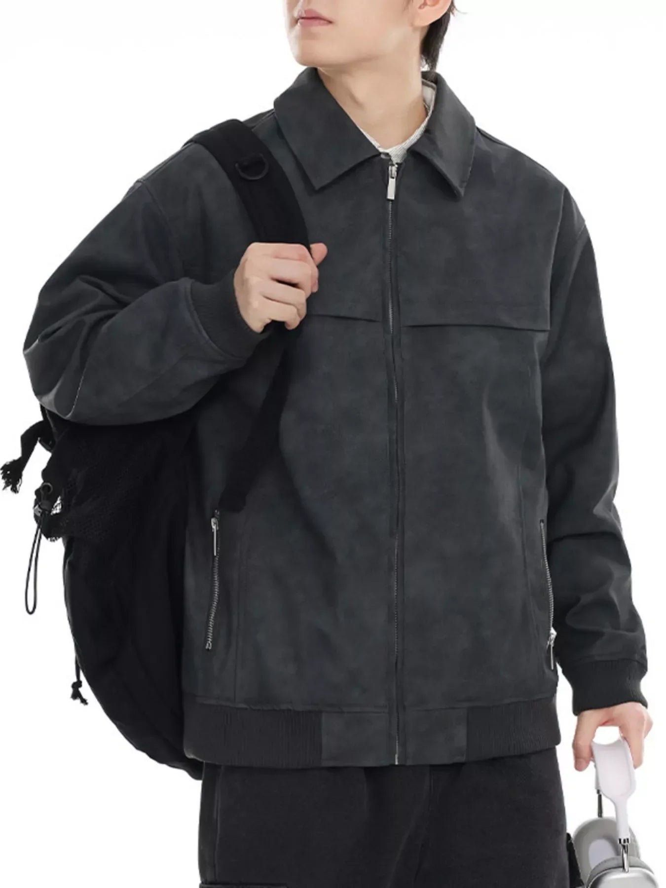 Men's Plus Size Zip Up Drop Shoulder Jacket