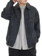 Men's Plus Size Zip Up Drop Shoulder Jacket Gray / M