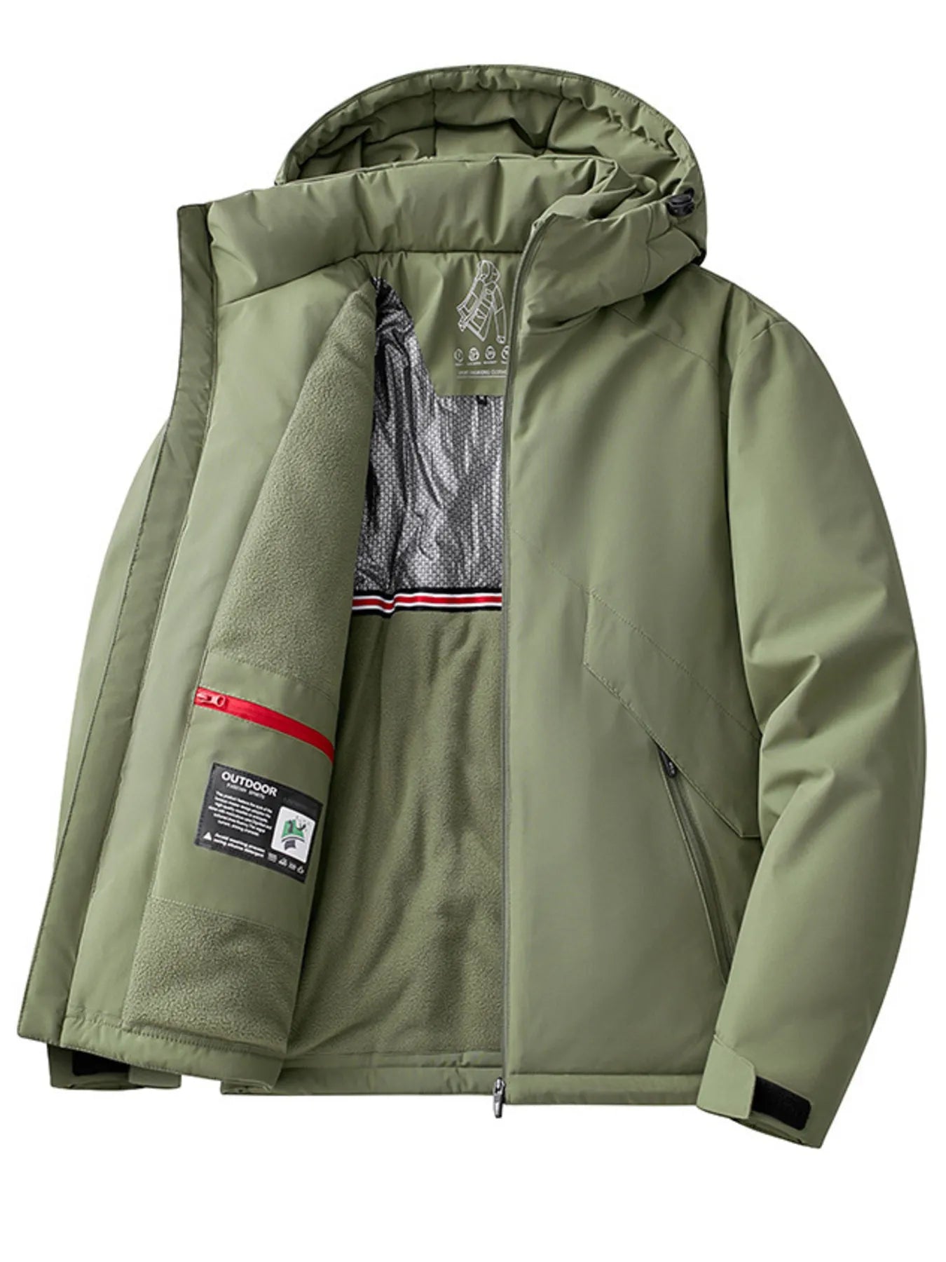 Men's Plus Size Zip Up Hooded Windproof Jacket