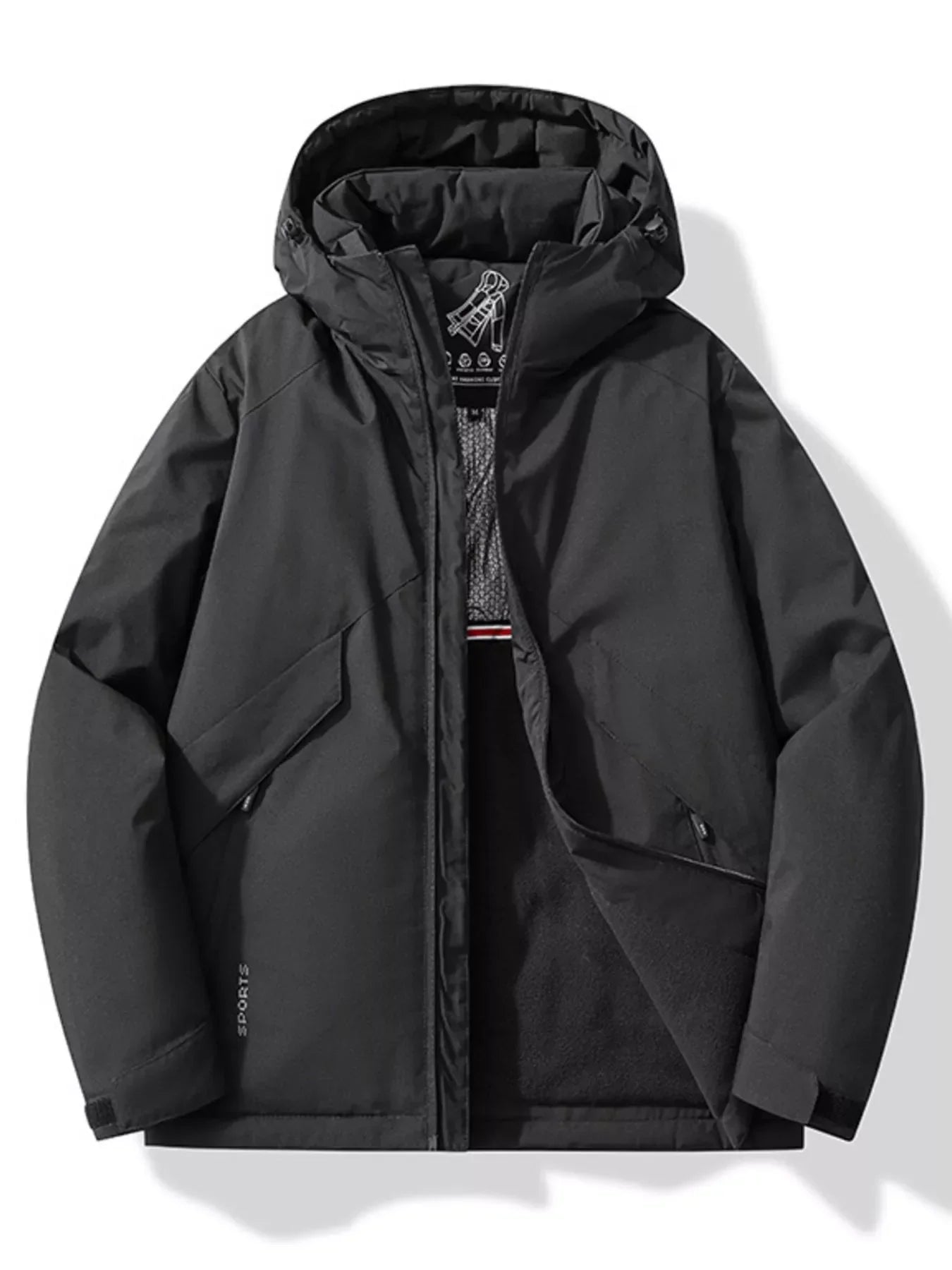 Men's Plus Size Zip Up Hooded Windproof Jacket Black / M