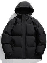 Men's Plus Size Zip Up Hooded Winter Coat Black / M