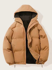 Men's Plus Size Zip Up Hooded Winter Coat Brown / M