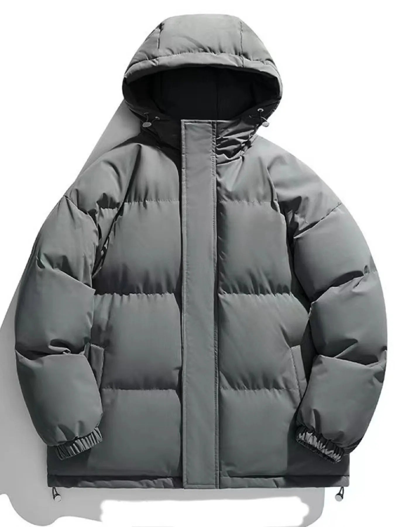 Men's Plus Size Zip Up Hooded Winter Coat Grey / M