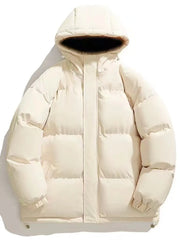 Men's Plus Size Zip Up Hooded Winter Coat Rice White / M