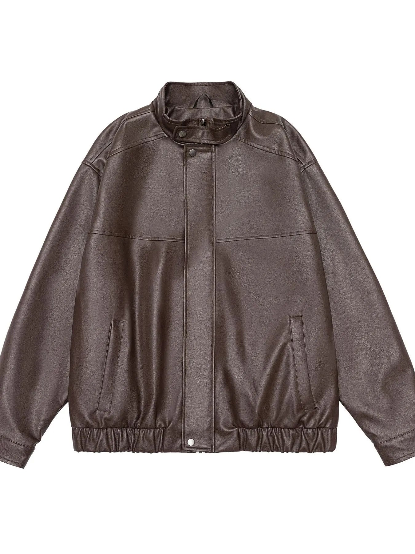 Men's Plus Size Zip Up Leather Bomber Jacket