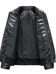 Men's Plus Size Zip Up Leather Jacket