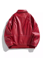 Men's Plus Size Zip Up Leather Jacket