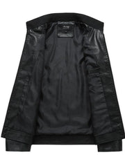 Men's Plus Size Zip Up Leather Moto Jacket