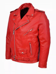Men's Plus Size Zip Up Leather Motorcycle Jacket