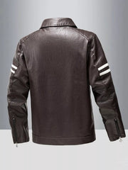 Men's Plus Size Zip Up Leather Motorcycle Jacket