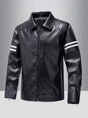 Men's Plus Size Zip Up Leather Motorcycle Jacket Black / L