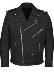 Men's Plus Size Zip Up Leather Motorcycle Jacket Black / M