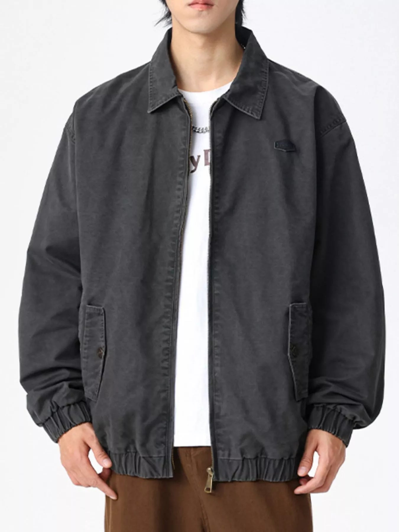 Men's Plus Size Zip Up Long Sleeve Jacket
