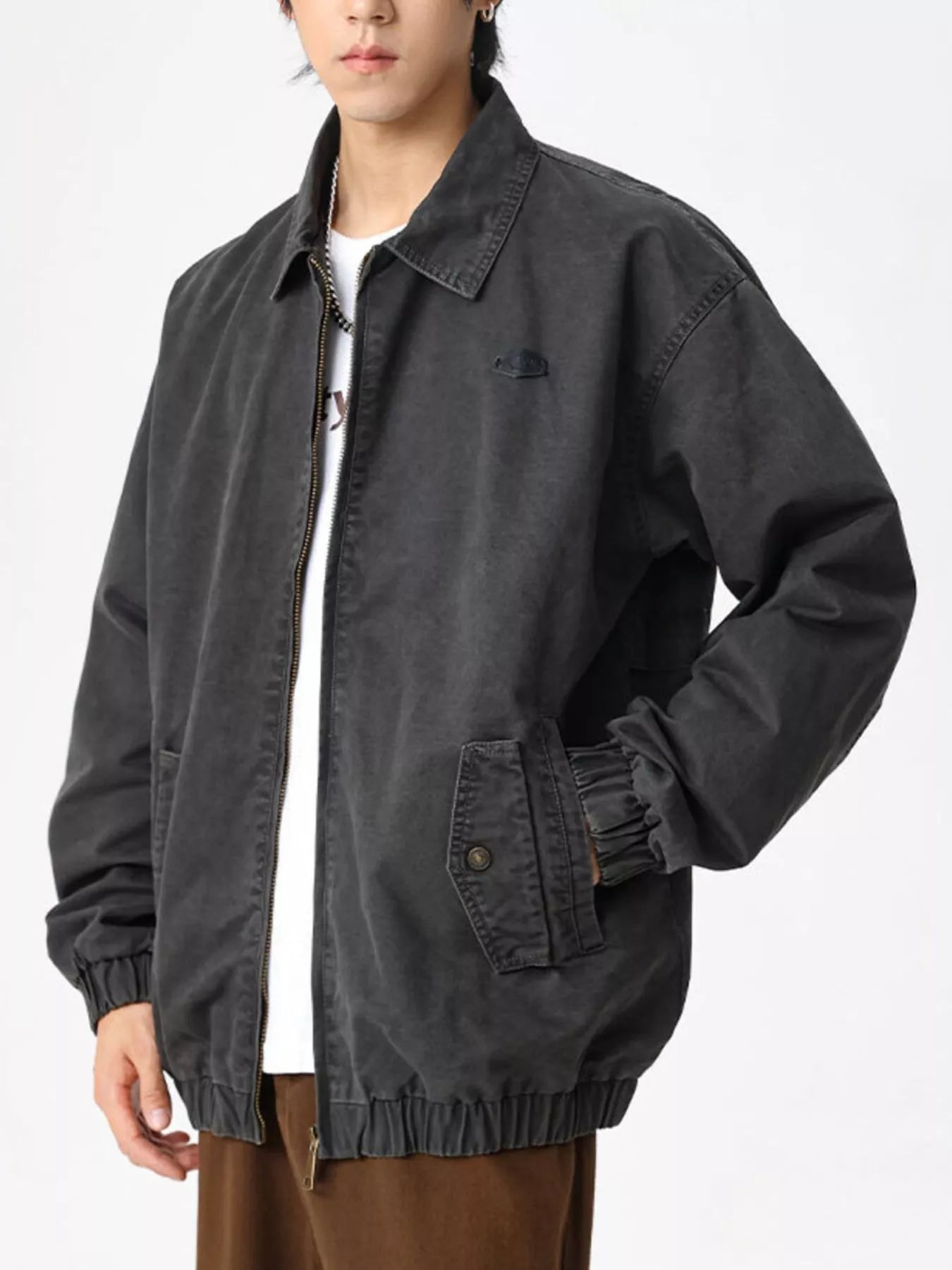 Men's Plus Size Zip Up Long Sleeve Jacket