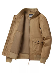 Men's Plus Size Zip Up Long Sleeve Jacket Camel / M