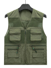 Men's Plus Size Zip Up Mesh Vest Army Green / M