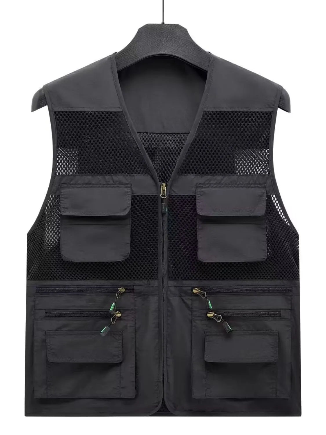 Men's Plus Size Zip Up Mesh Vest Black / M