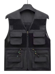 Men's Plus Size Zip Up Mesh Vest Black / M