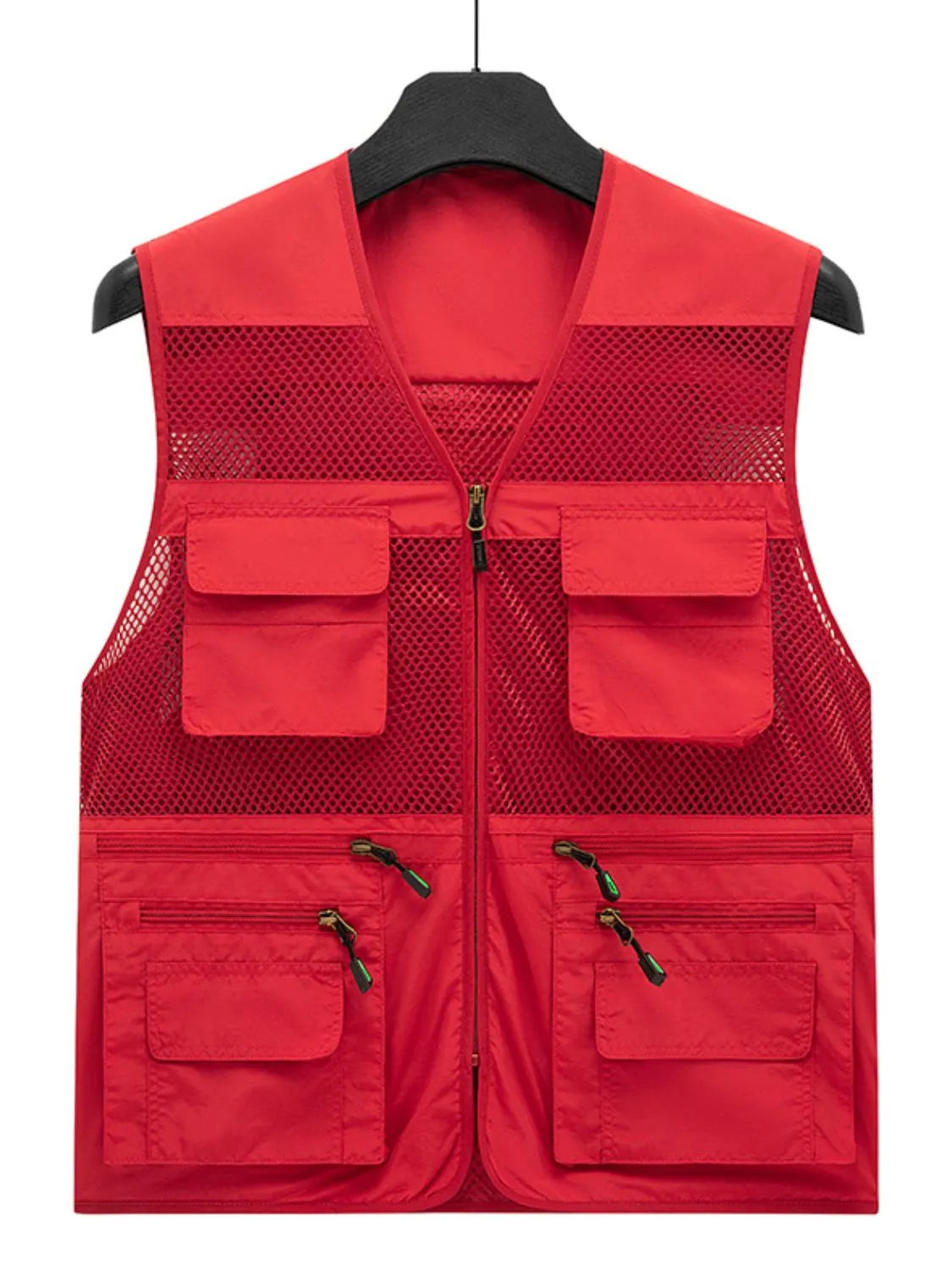 Men's Plus Size Zip Up Mesh Vest Red / M