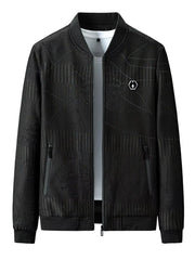 Men's Plus Size Zip Up Textured Jacket Brown / M