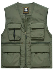 Men's Plus Size Zip Up Vest Army Green / M