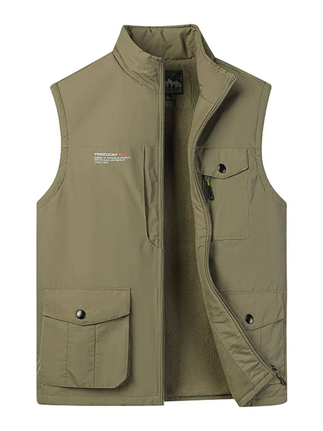 Men's Plus Size Zip Up Vest Khaki / M