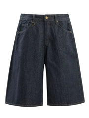 Men's Pocketed Loose Fit Denim Shorts Blue / S