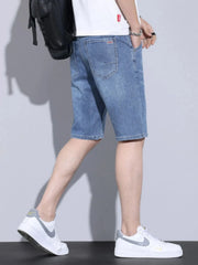 Men's Pocketed Wash Denim Shorts