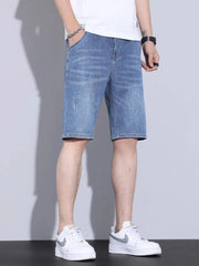 Men's Pocketed Wash Denim Shorts Blue / 28