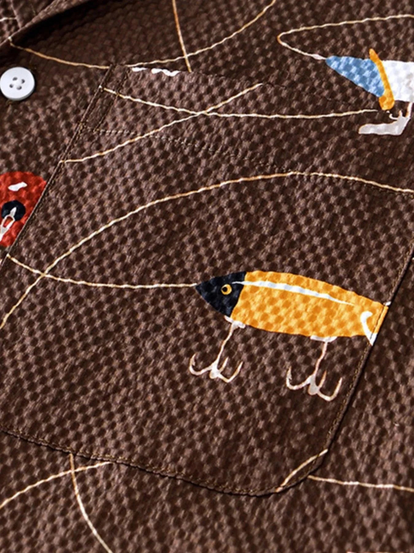 Men's Printed Button Up Short Sleeve Shirt