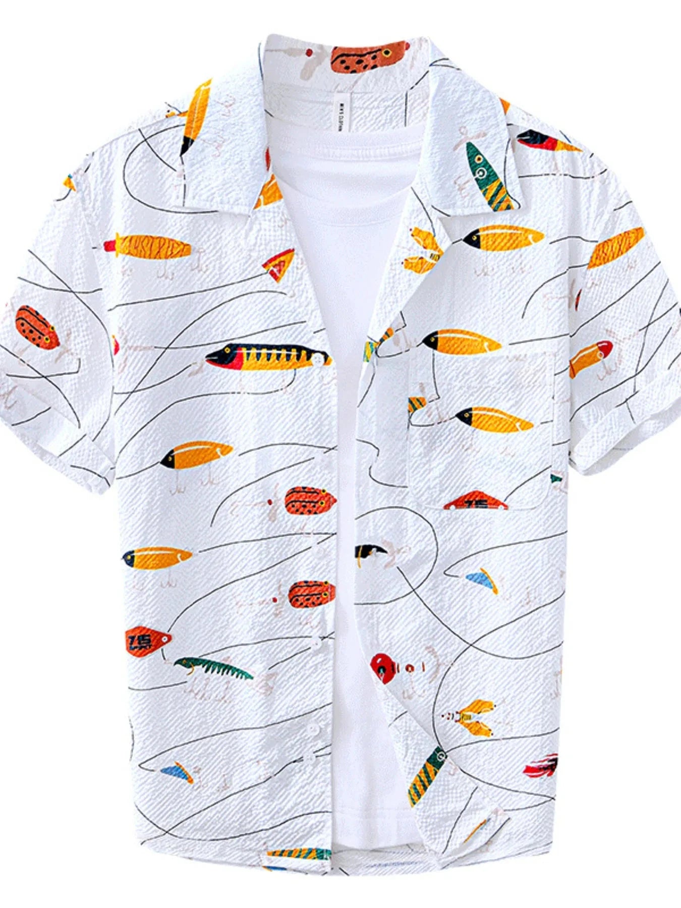 Men's Printed Button Up Short Sleeve Shirt