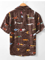 Men's Printed Button Up Short Sleeve Shirt