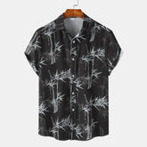 Men's Printed Short Sleeve Button-Up Shirt Black / M