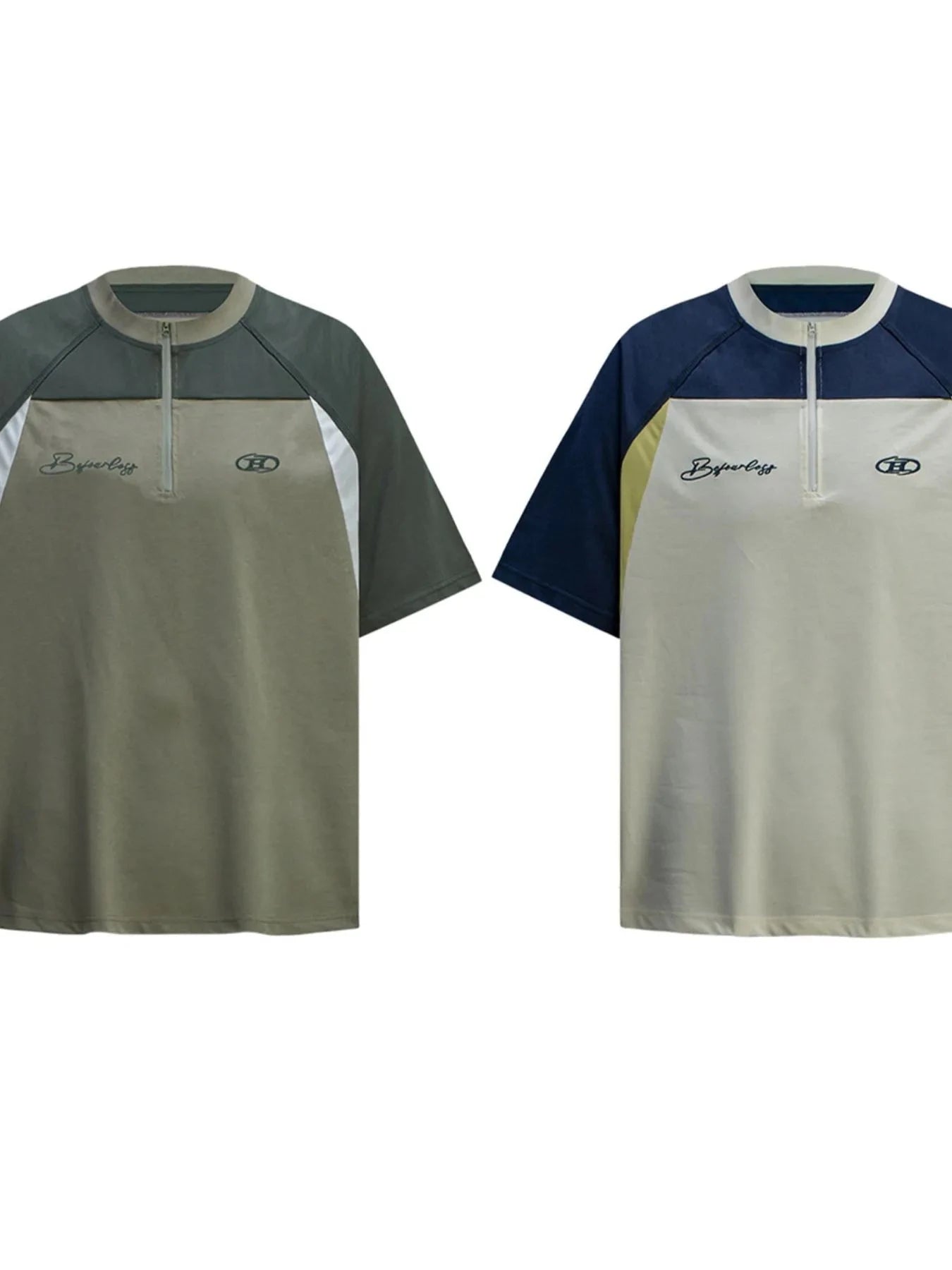 Men's Quarter-Zip Color Block T-Shirt