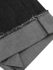 Men's Raw Hem Denim Bermuda Shorts with Contrast Cuffs