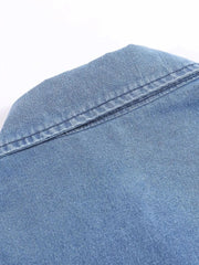 Men's Raw Hem Short Sleeve Denim Shirt