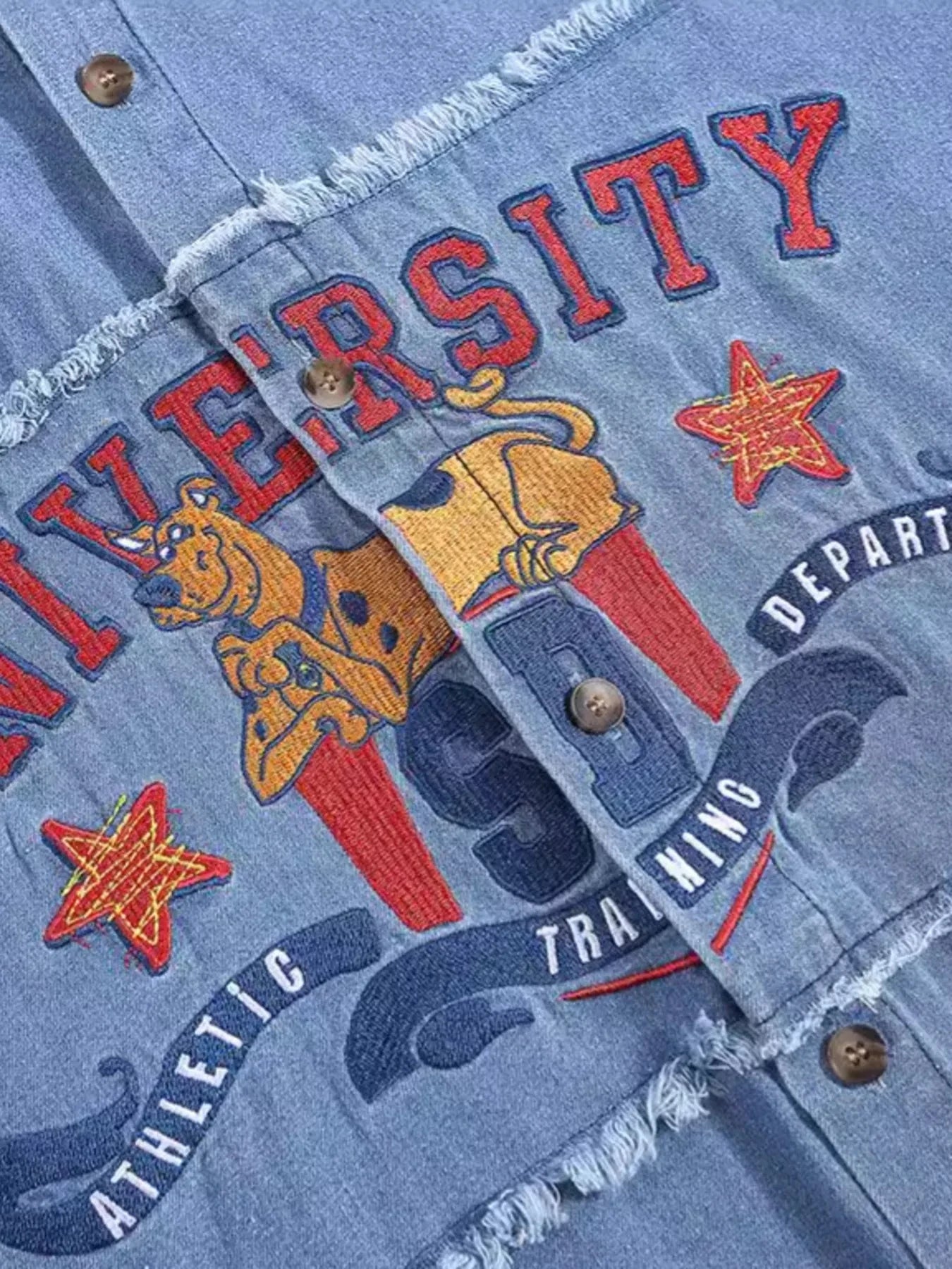 Men's Raw Hem Short Sleeve Denim Shirt