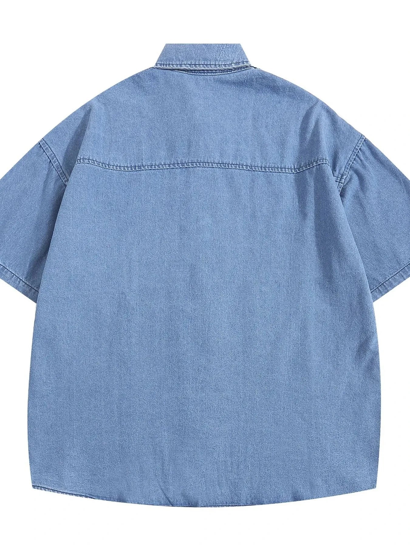 Men's Raw Hem Short Sleeve Denim Shirt