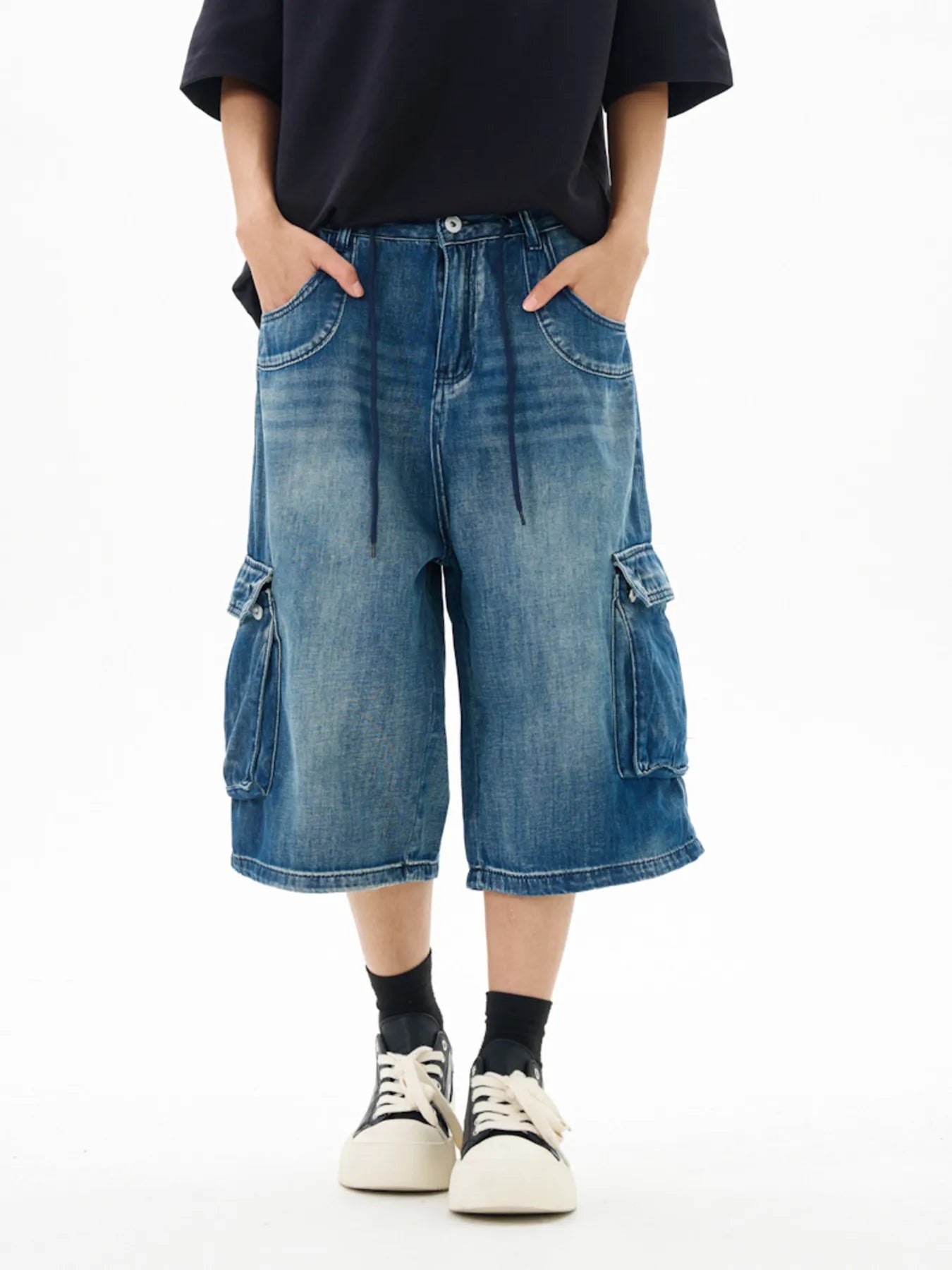 Men's Relaxed Fit Cargo Denim Shorts Vintage Blue / S