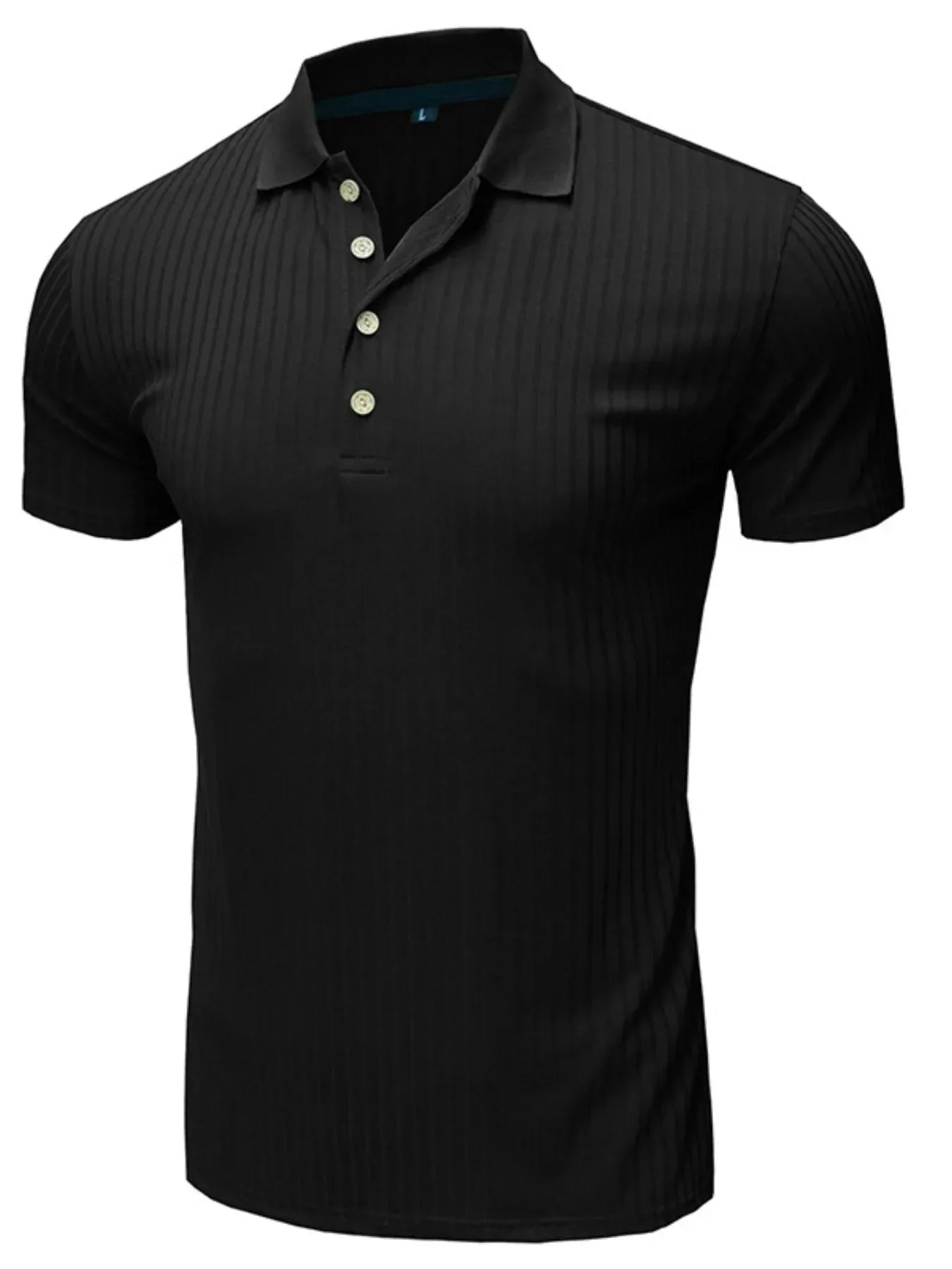 Men's Ribbed Knit Slim Fit Polo Shirt