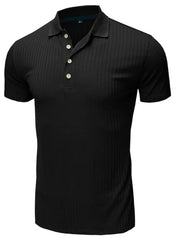 Men's Ribbed Knit Slim Fit Polo Shirt