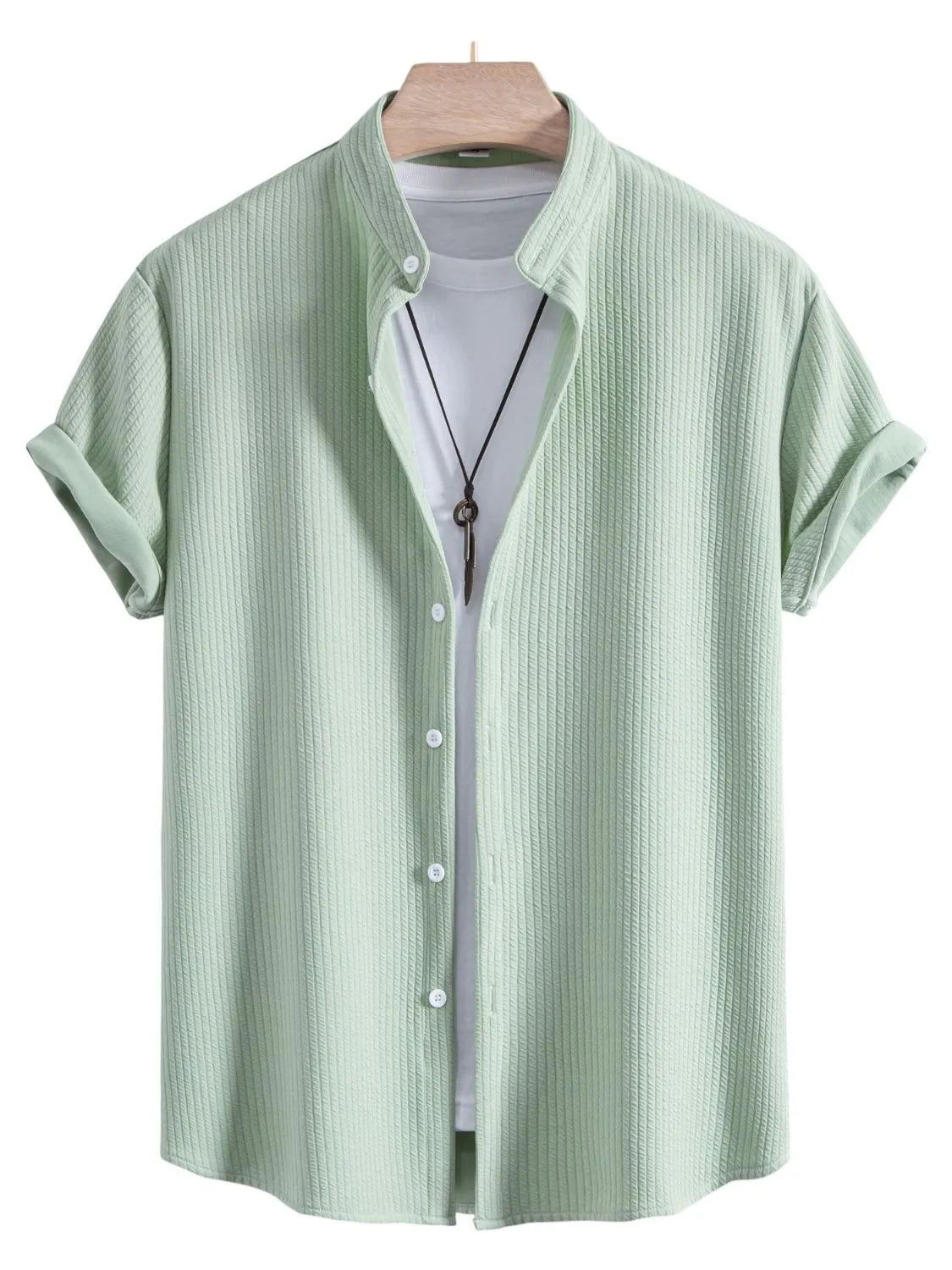 Men's Ribbed Short Sleeve Shirt and Shorts Set