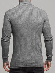 Men's Ribbed Turtleneck Long Sleeve Sweater