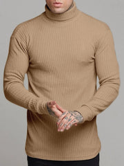Men's Ribbed Turtleneck Long Sleeve Sweater