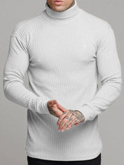 Men's Ribbed Turtleneck Long Sleeve Sweater White / S