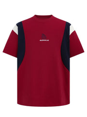 Men's Round Neck Color Block T-Shirt Red / S