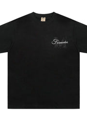 Men's Round Neck Embroidered Letter T-Shirt Black / M