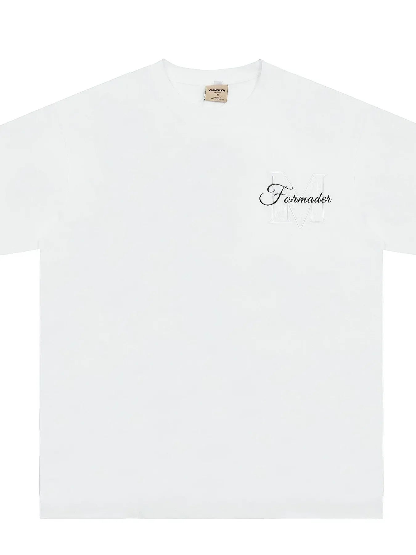 Men's Round Neck Embroidered Letter T-Shirt White / M