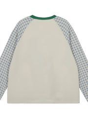 Men's Round Neck Graphic Plaid Long Sleeve T-Shirt