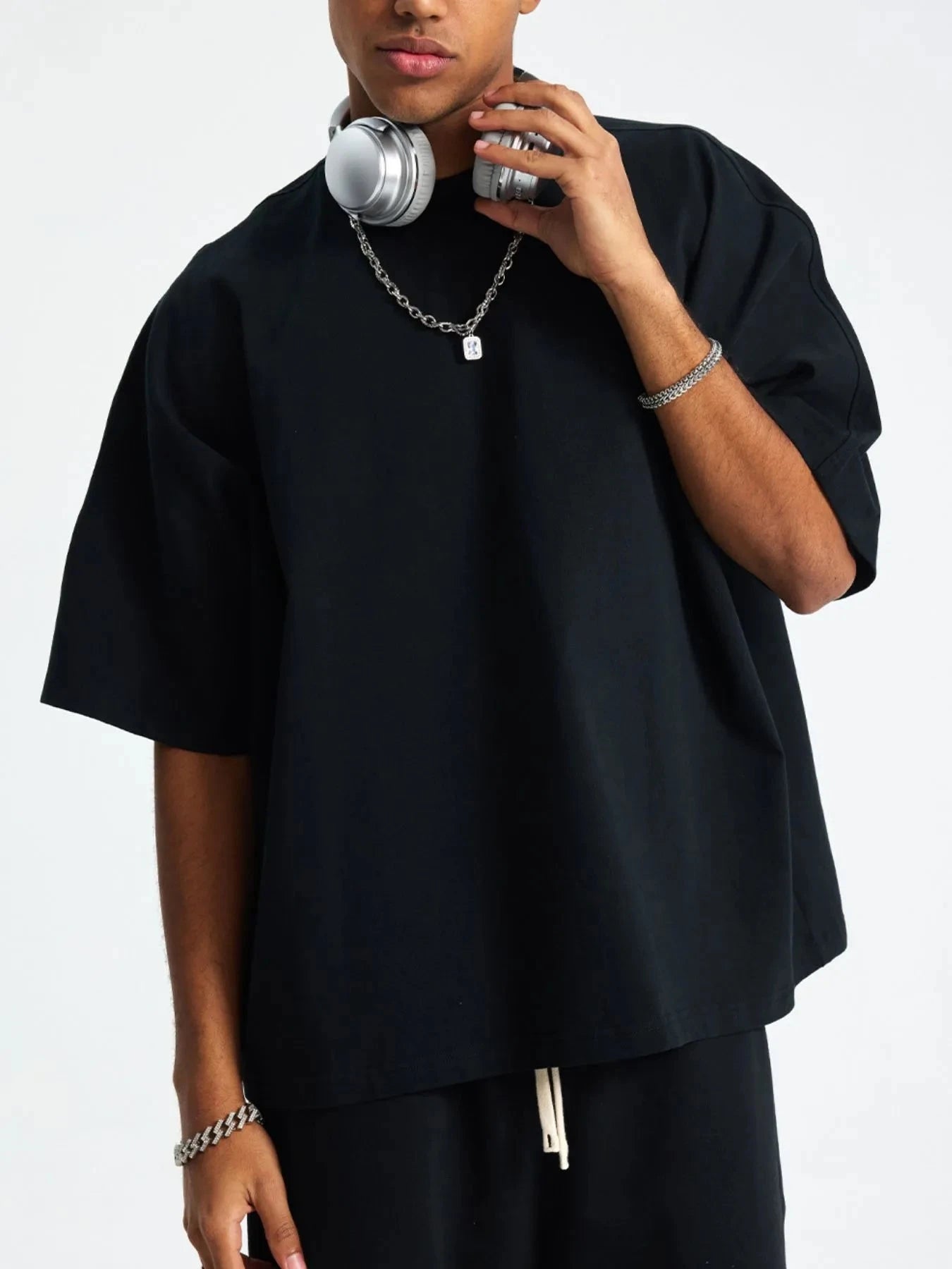 Men's Round Neck Half Sleeve T-Shirt Black / M